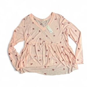 Francesca's Collections Light Pink Floral Top